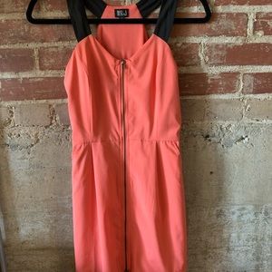 Coral front zip dress